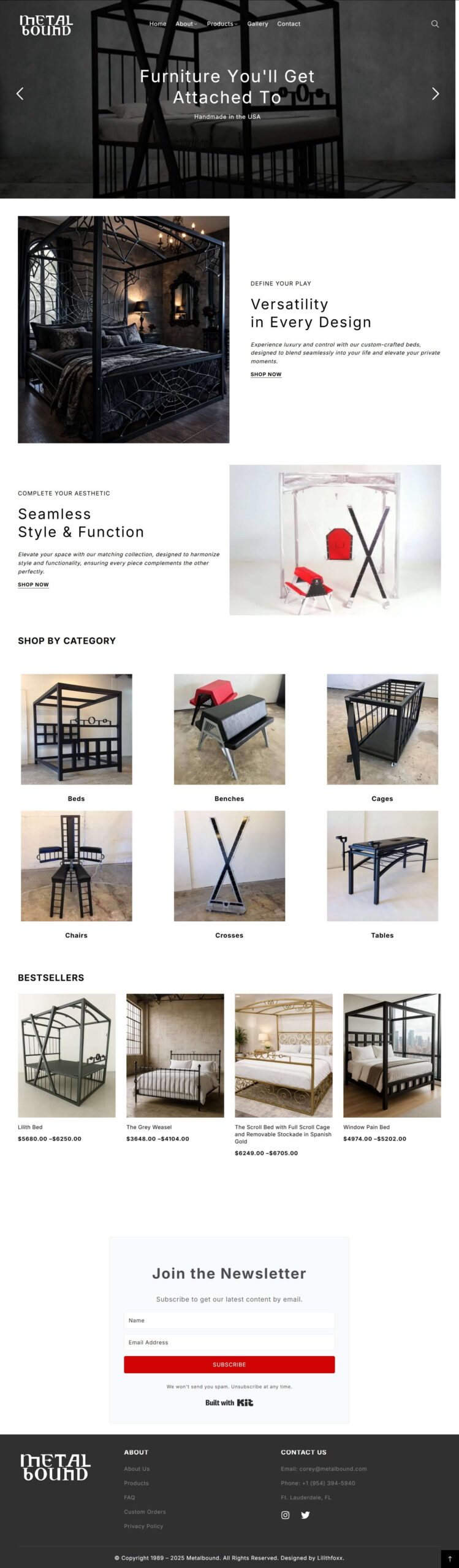 Front page of Metalbound's website.